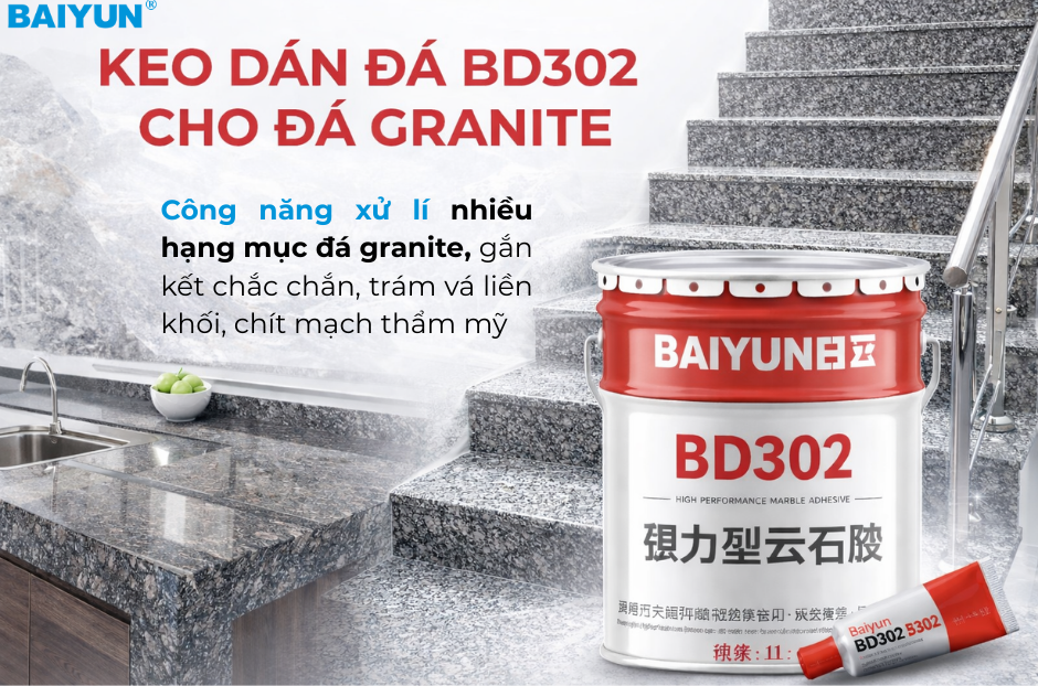 Giải pháp sử dụng keo dán đá BD302 cho đá granite bền chắc, thẩm mỹ