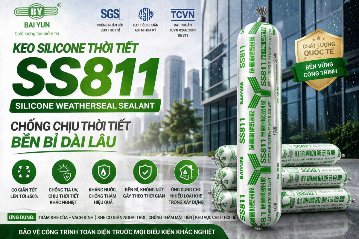 SS811 Silicone Sealant – Co Giãn Tốt, Chống Nứt Và Thấm Nước Hiệu Quả